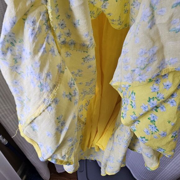 Draper James Small Yellow Blue Floral‎ Peasant Dress Long Sleeves Sundress - Picture 10 of 11